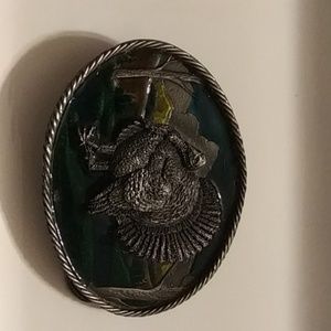Metal turkey belt buckle